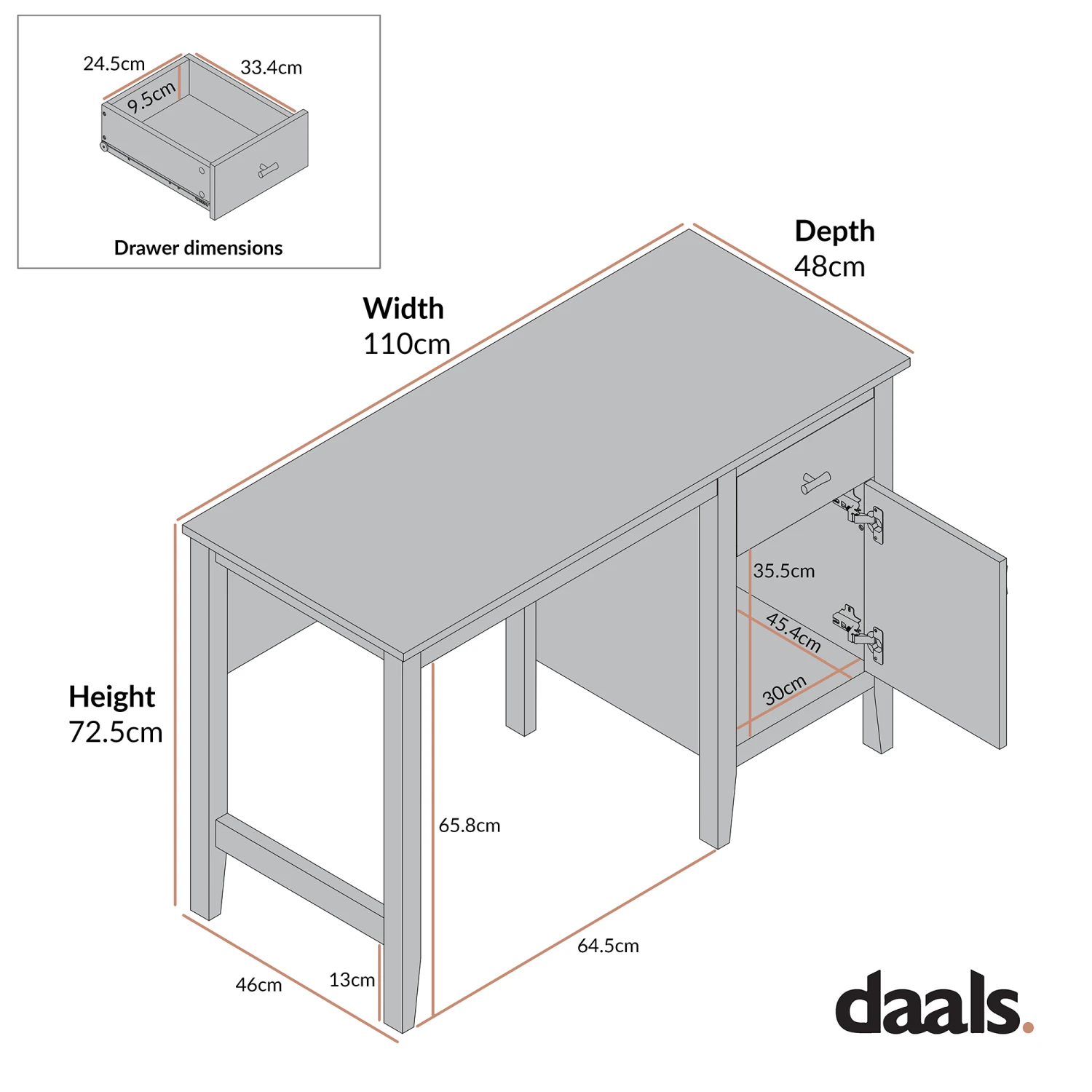 Oakham Writing Desk, Shaded White 3 Oakham Writing Desk, Shaded White - Image 3