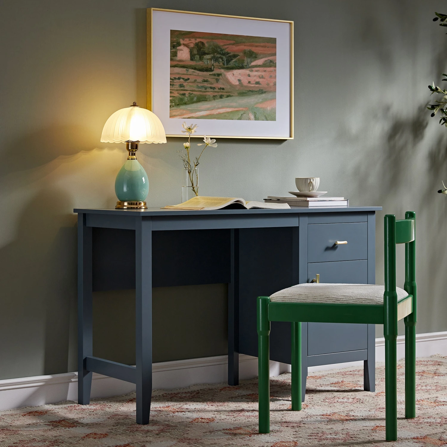 Oakham Writing Desk, Stormy Blue 2 Oakham Writing Desk, Stormy Blue - Image 2