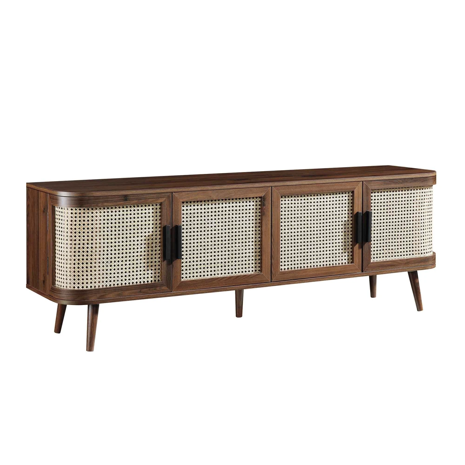 Izzy Curved Rattan 160cm Wide TV Unit, Walnut 5 Izzy Curved Rattan 160cm Wide TV Unit, Walnut - Image 5