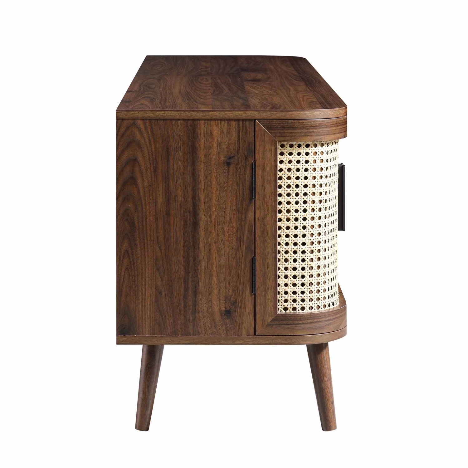 Izzy Curved Rattan 160cm Wide TV Unit, Walnut 9 Izzy Curved Rattan 160cm Wide TV Unit, Walnut - Image 9