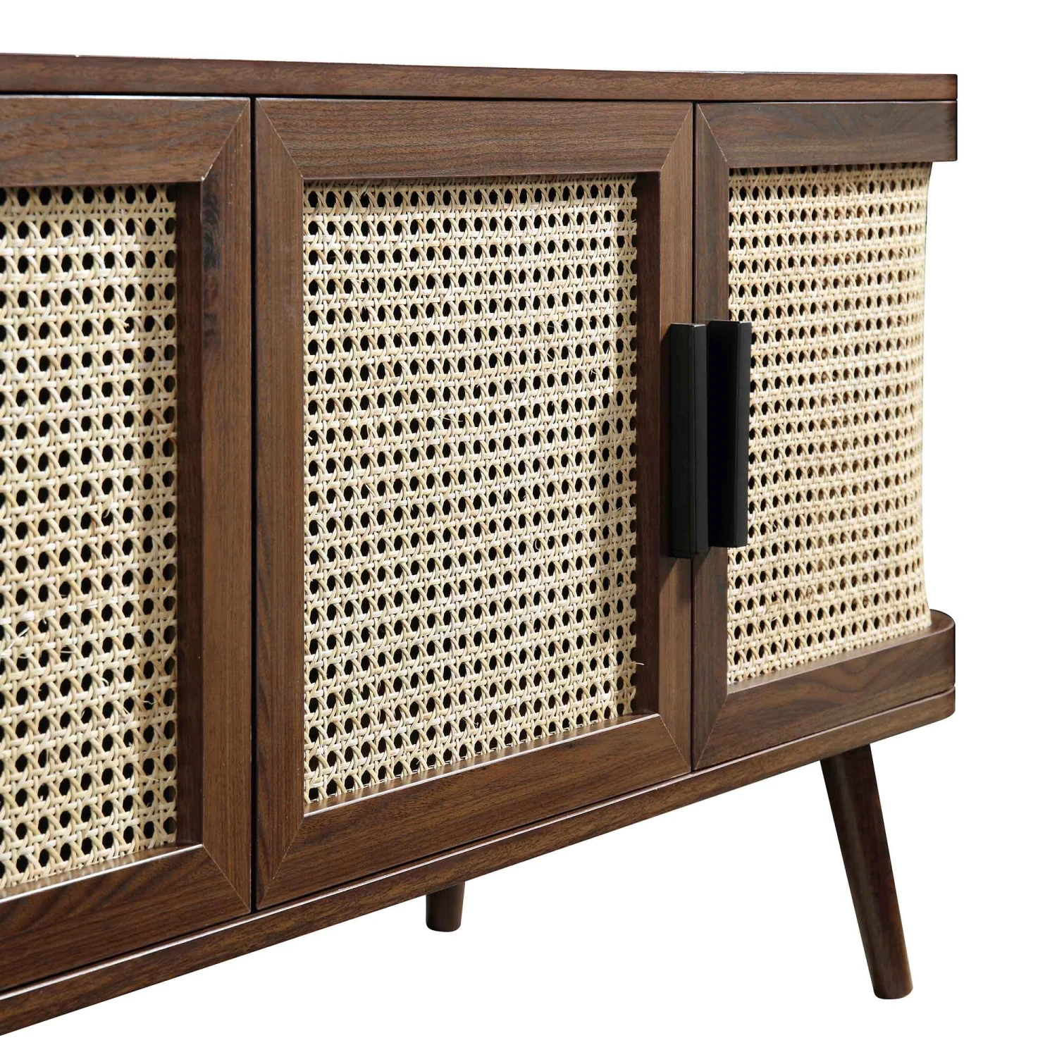 Izzy Curved Rattan 160cm Wide TV Unit, Walnut 13 Izzy Curved Rattan 160cm Wide TV Unit, Walnut - Image 13