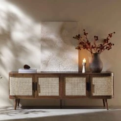 Izzy Curved Rattan 160cm Wide TV Unit, Walnut 15 Izzy Curved Rattan 160cm Wide TV Unit, Walnut -Daals Store FT LGTV 04 WALN scene1