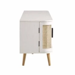 Izzy Curved Rattan 160cm Wide TV Unit, White -Daals Store FT LGTV 04 WHITE WB5