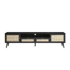 Frances Woven Rattan 200cm Wide TV Unit, Black -Daals Store FT LGTV 06 BLACK WB1
