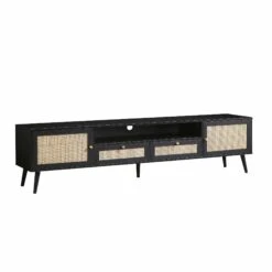 Frances Woven Rattan 200cm Wide TV Unit, Black -Daals Store FT LGTV 06 BLACK WB2