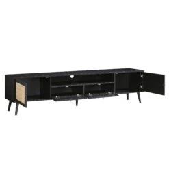 Frances Woven Rattan 200cm Wide TV Unit, Black -Daals Store FT LGTV 06 BLACK WB3