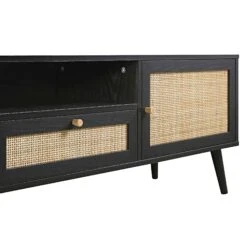 Frances Woven Rattan 200cm Wide TV Unit, Black -Daals Store FT LGTV 06 BLACK detail1