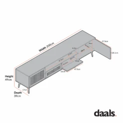 Frances Woven Rattan 200cm Wide TV Unit, White 18 Frances Woven Rattan 200cm Wide TV Unit, White -Daals Store FT LGTV 06 CHART 3