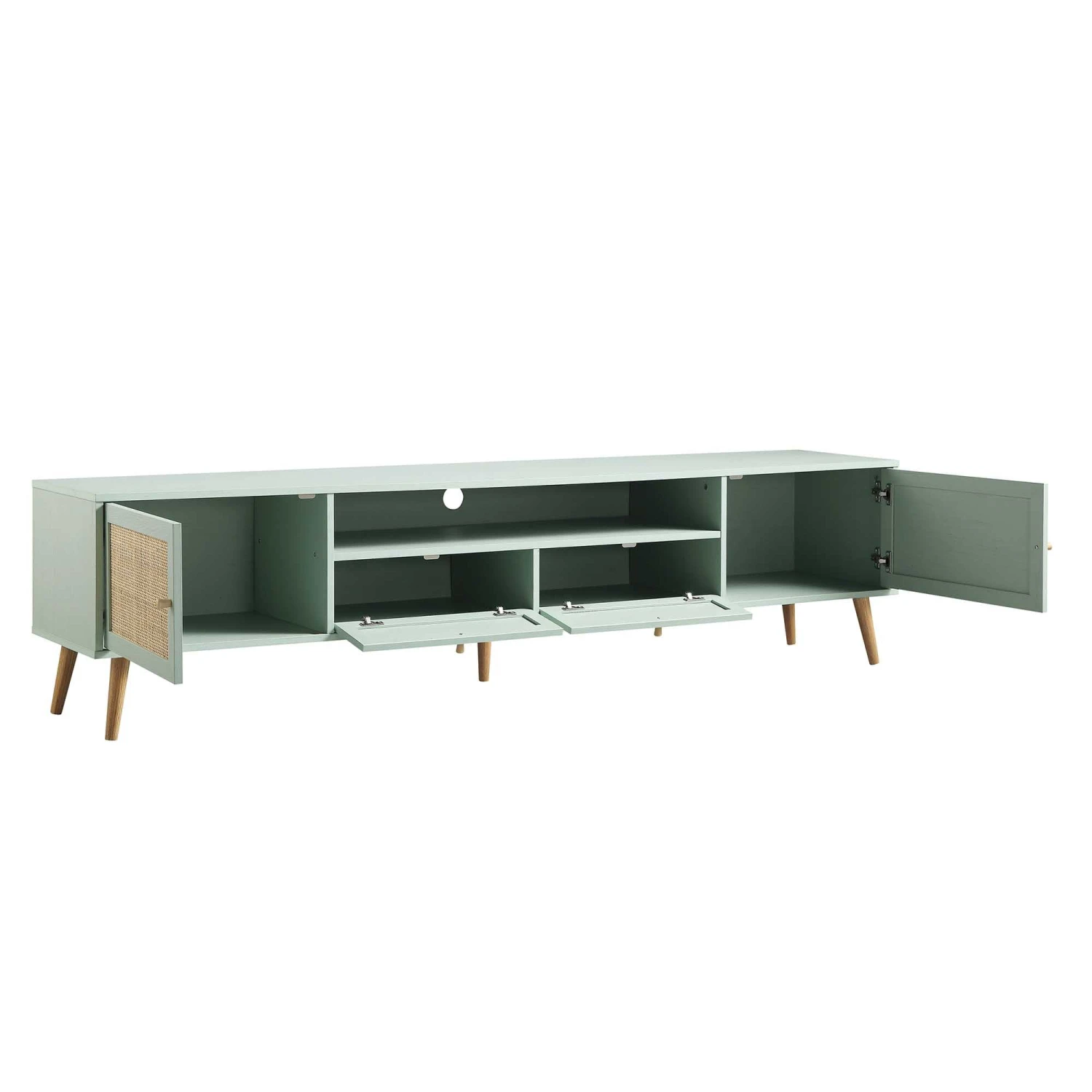 Frances Woven Rattan 200cm Wide TV Unit, Mint 7 Frances Woven Rattan 200cm Wide TV Unit, Mint - Image 7