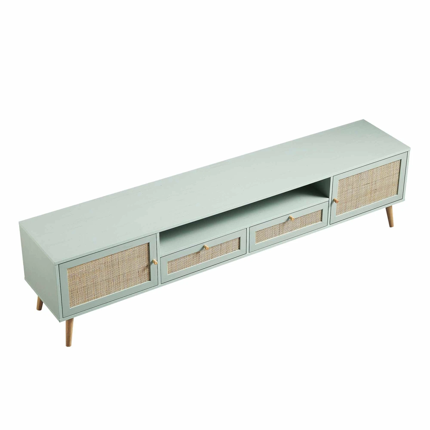 Frances Woven Rattan 200cm Wide TV Unit, Mint 8 Frances Woven Rattan 200cm Wide TV Unit, Mint - Image 8