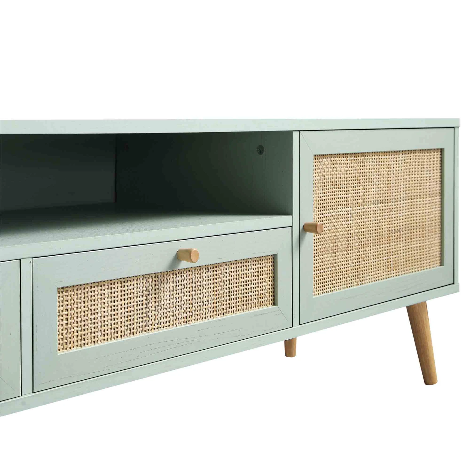 Frances Woven Rattan 200cm Wide TV Unit, Mint 11 Frances Woven Rattan 200cm Wide TV Unit, Mint - Image 11