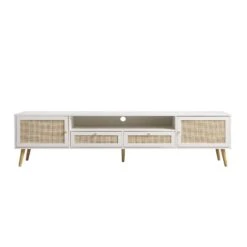 Frances Woven Rattan 200cm Wide TV Unit, White 16 Frances Woven Rattan 200cm Wide TV Unit, White -Daals Store FT LGTV 06 WHITE WB1