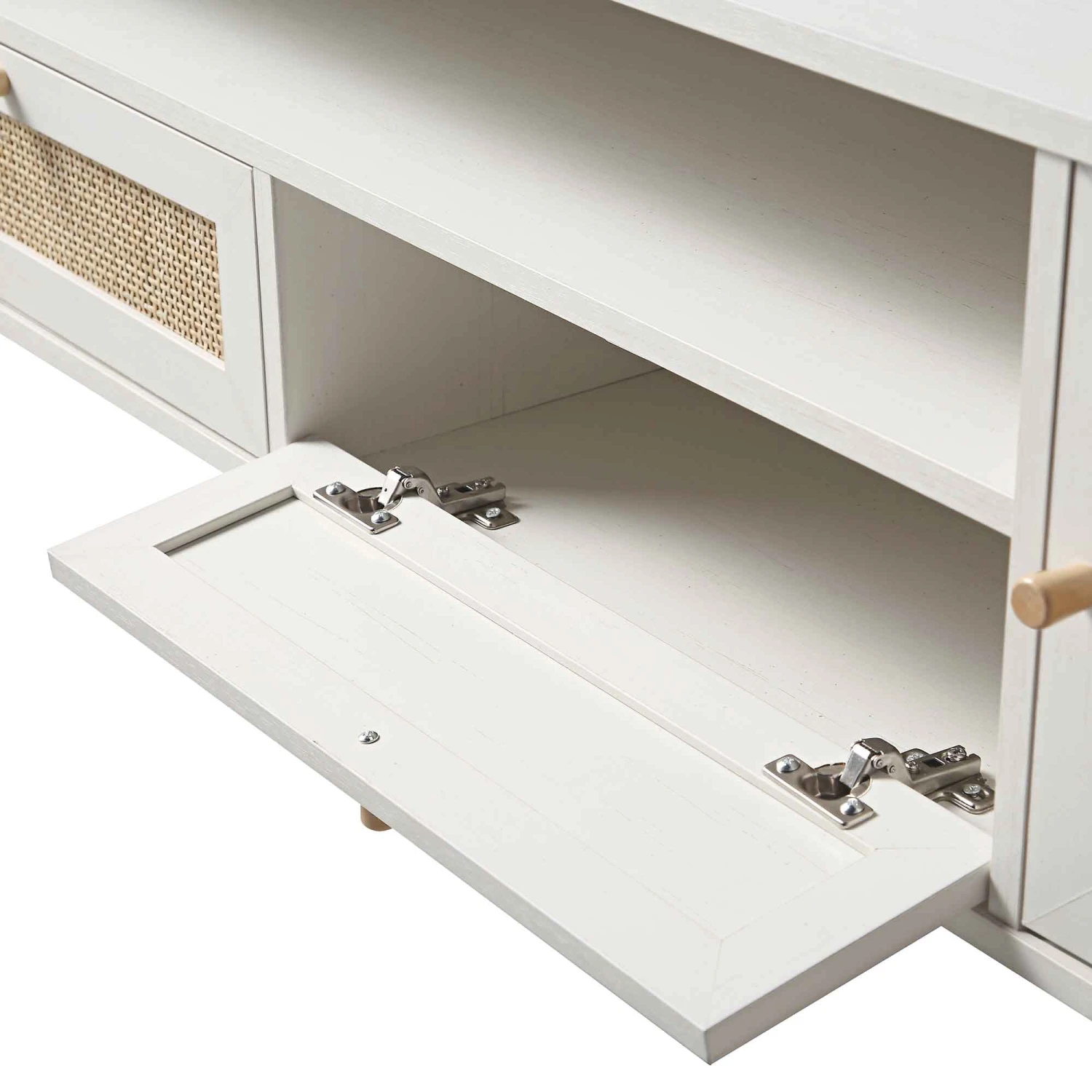 Frances Woven Rattan 200cm Wide TV Unit, White 12 Frances Woven Rattan 200cm Wide TV Unit, White - Image 12