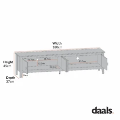 Oakham 180cm Wide TV Unit, Nude Pink -Daals Store FT LGTV 07 CHART 5