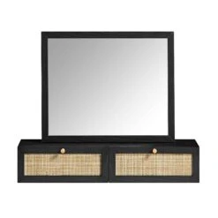 Frances Woven Rattan Vanity Mirror, Black -Daals Store FT MIRR 04 BLACK WB1