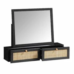 Frances Woven Rattan Vanity Mirror, Black -Daals Store FT MIRR 04 BLACK WB2