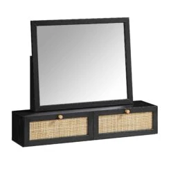 Frances Woven Rattan Vanity Mirror, Black -Daals Store FT MIRR 04 BLACK WB3