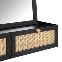 Frances Woven Rattan Vanity Mirror, Black -Daals Store FT MIRR 04 BLACK detail1