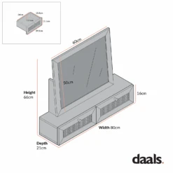 Frances Woven Rattan Vanity Mirror, White 16 Frances Woven Rattan Vanity Mirror, White -Daals Store FT MIRR 04 CHART