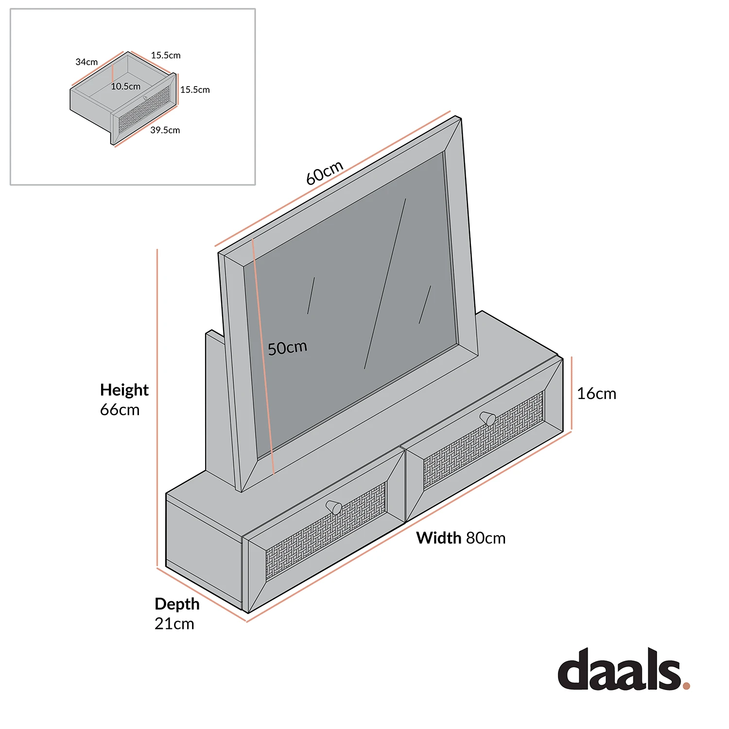 Frances Woven Rattan Vanity Mirror, White 6 Frances Woven Rattan Vanity Mirror, White - Image 6
