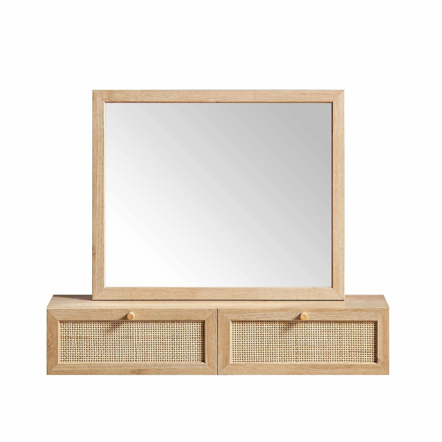 Frances Woven Rattan Vanity Mirror, Natural 4 Frances Woven Rattan Vanity Mirror, Natural - Image 4