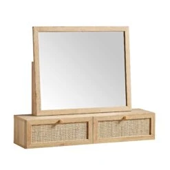 Frances Woven Rattan Vanity Mirror, Natural 15 Frances Woven Rattan Vanity Mirror, Natural -Daals Store FT MIRR 04 NAT WB2