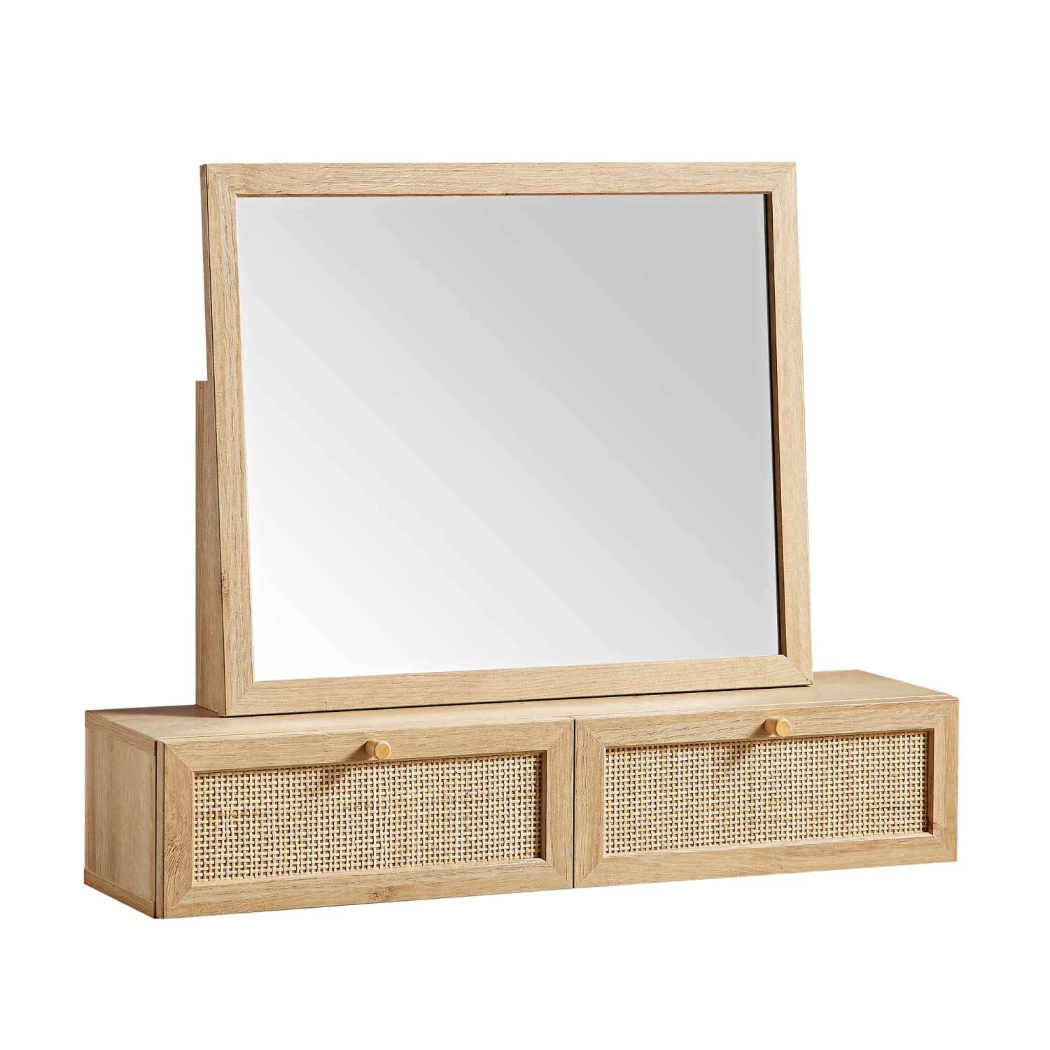 Frances Woven Rattan Vanity Mirror, Natural 5 Frances Woven Rattan Vanity Mirror, Natural - Image 5