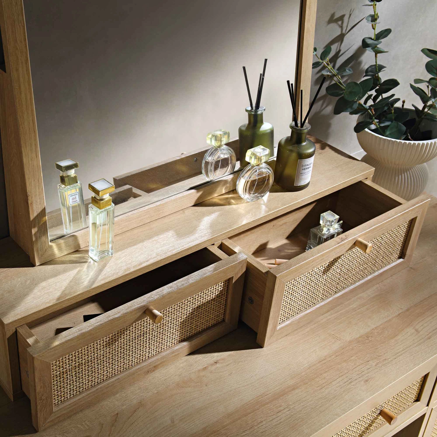 Frances Woven Rattan Vanity Mirror, Natural 3 Frances Woven Rattan Vanity Mirror, Natural - Image 3