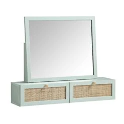 Frances Woven Rattan Vanity Mirror, Mint 17 Frances Woven Rattan Vanity Mirror, Mint -Daals Store FT MIRR 04 SAGE WB2