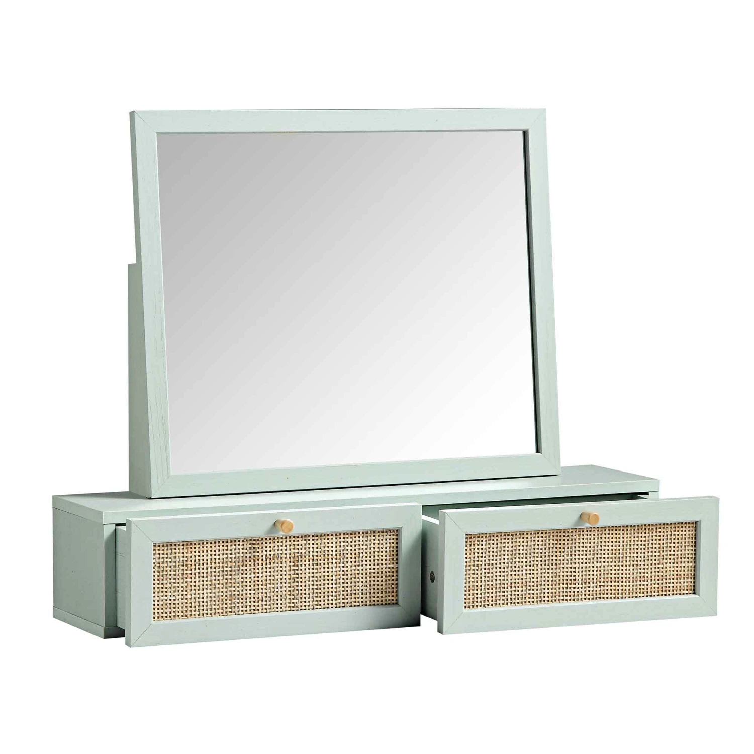 Frances Woven Rattan Vanity Mirror, Mint 8 Frances Woven Rattan Vanity Mirror, Mint - Image 8