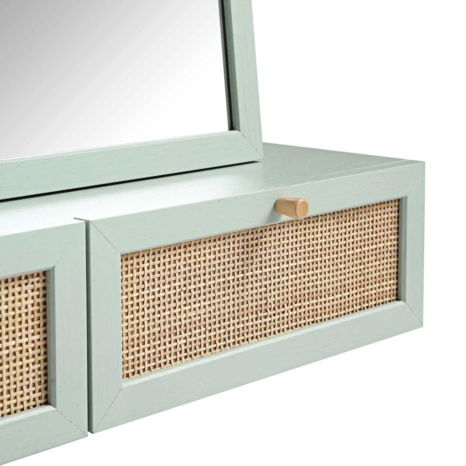 Frances Woven Rattan Vanity Mirror, Mint 11 Frances Woven Rattan Vanity Mirror, Mint - Image 11