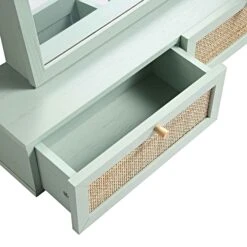 Frances Woven Rattan Vanity Mirror, Mint 23 Frances Woven Rattan Vanity Mirror, Mint -Daals Store FT MIRR 04 SAGE detail2