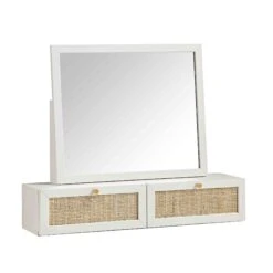Frances Woven Rattan Vanity Mirror, White 15 Frances Woven Rattan Vanity Mirror, White -Daals Store FT MIRR 04 WHITE WB2