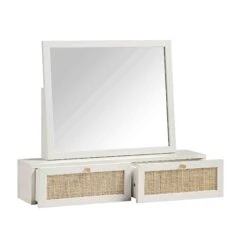 Frances Woven Rattan Vanity Mirror, White 17 Frances Woven Rattan Vanity Mirror, White -Daals Store FT MIRR 04 WHITE WB3