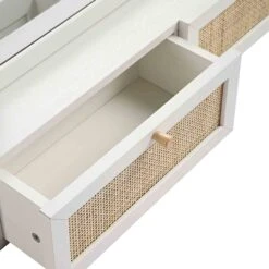 Frances Woven Rattan Vanity Mirror, White 20 Frances Woven Rattan Vanity Mirror, White -Daals Store FT MIRR 04 WHITE detail1