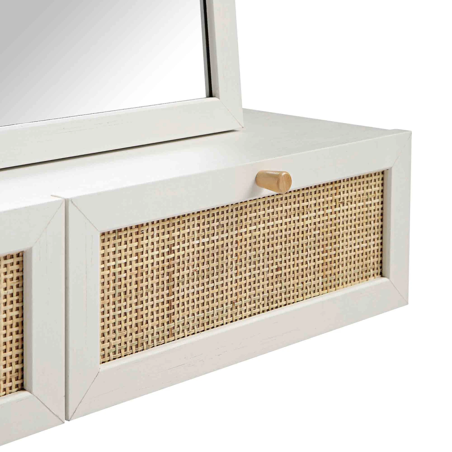 Frances Woven Rattan Vanity Mirror, White 11 Frances Woven Rattan Vanity Mirror, White - Image 11