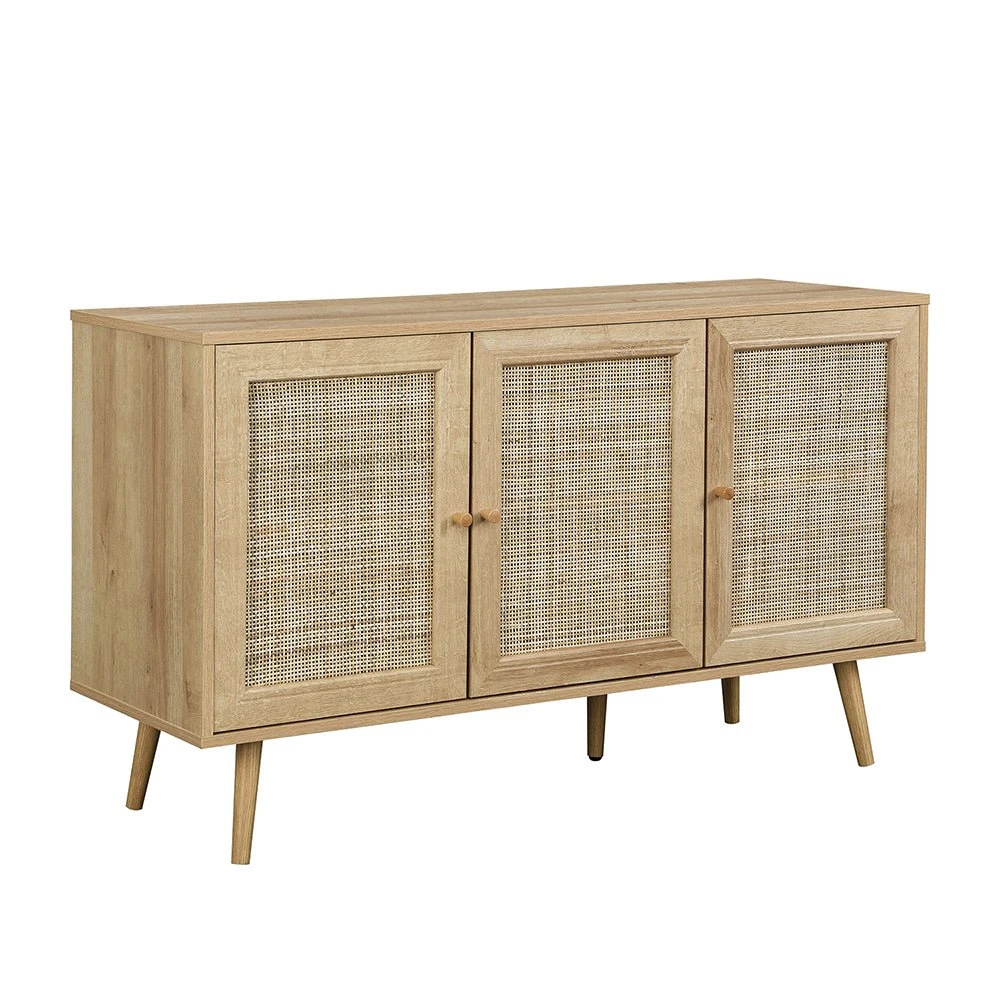 Frances Woven Rattan 3-Door Sideboard, Natural 4 Frances Woven Rattan 3-Door Sideboard, Natural - Image 4