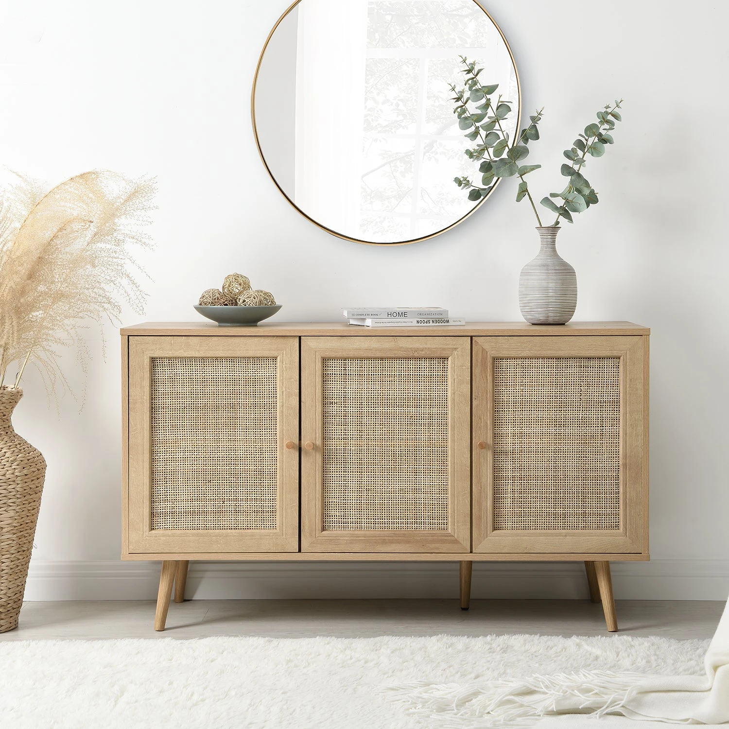 Frances Woven Rattan 3-Door Sideboard, Natural 2 Frances Woven Rattan 3-Door Sideboard, Natural - Image 2