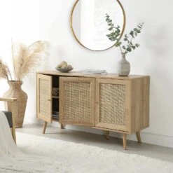 Frances Woven Rattan 3-Door Sideboard, Natural 12 Frances Woven Rattan 3-Door Sideboard, Natural -Daals Store FT SB 001 NATURAL scene2