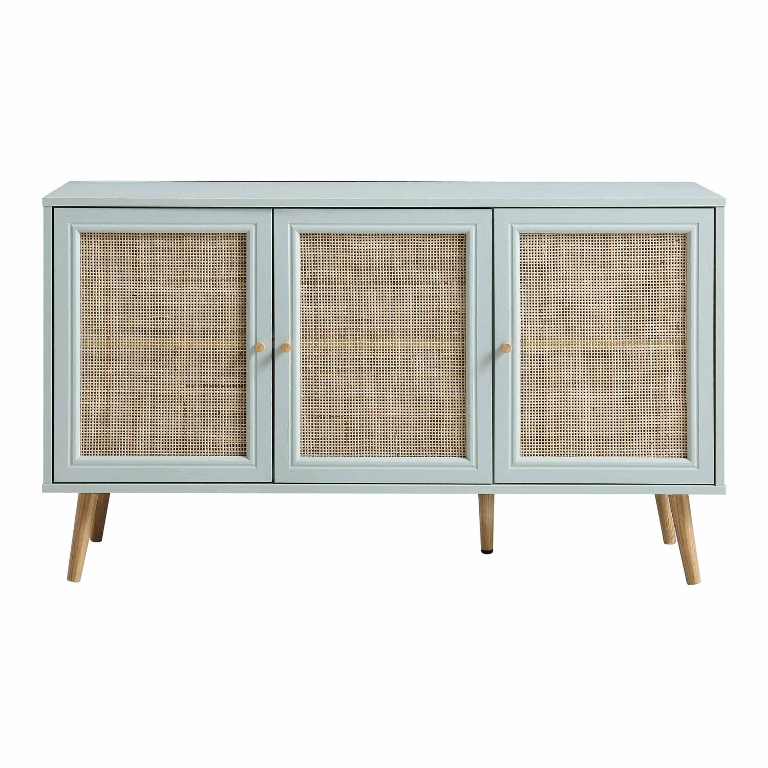 Frances Woven Rattan 3-Door Sideboard, Mint 3 Frances Woven Rattan 3-Door Sideboard, Mint - Image 3