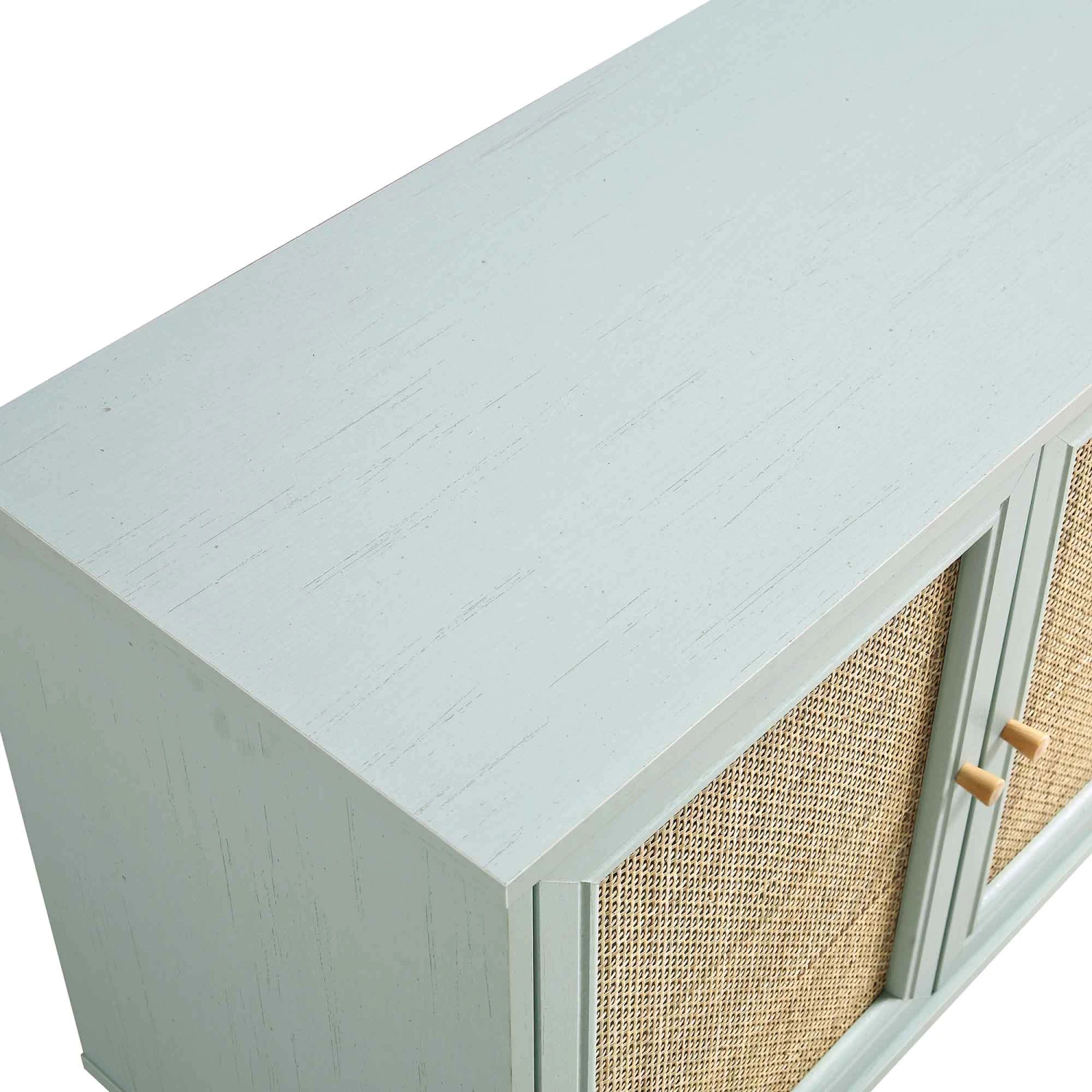Frances Woven Rattan 3-Door Sideboard, Mint 8 Frances Woven Rattan 3-Door Sideboard, Mint - Image 8