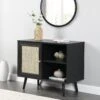 Frances Black Woven Rattan 1-Door Sideboard β Modern Lounge Storage Cabinet with Shelves 19 Frances Black Woven Rattan 1-Door Sideboard β Modern Lounge Storage Cabinet with Shelves -Daals Store FT SB 002 BLACK main