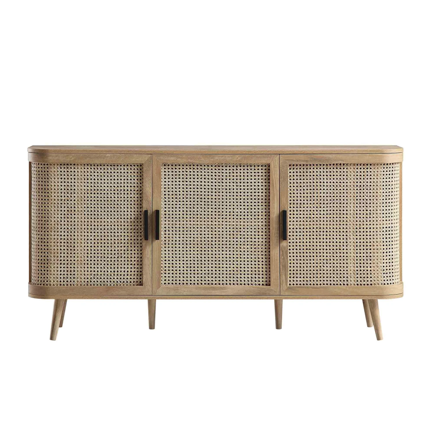 Izzy Curved Rattan Large 3-Door Sideboard, Natural 4 Izzy Curved Rattan Large 3-Door Sideboard, Natural - Image 4