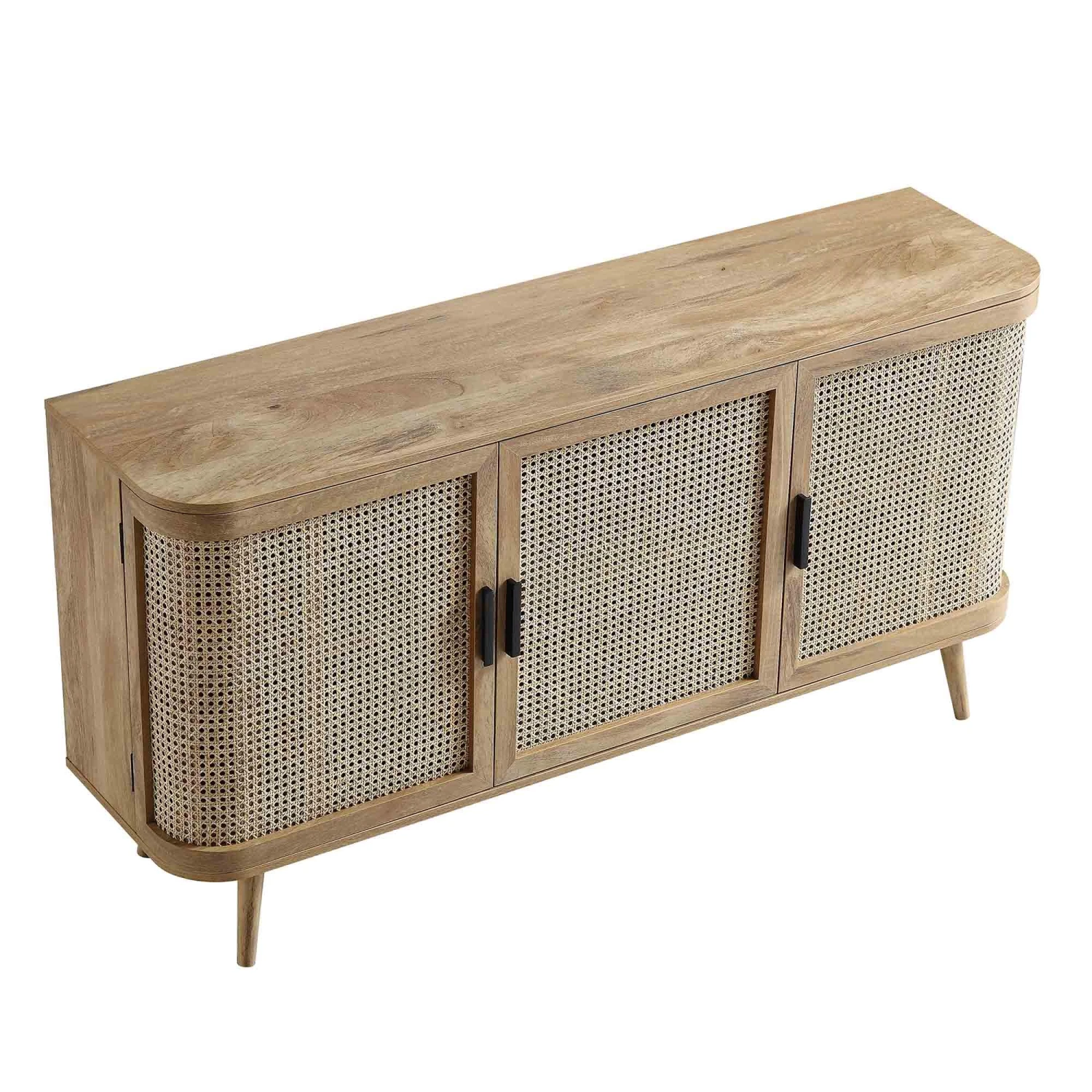 Izzy Curved Rattan Large 3-Door Sideboard, Natural 8 Izzy Curved Rattan Large 3-Door Sideboard, Natural - Image 8