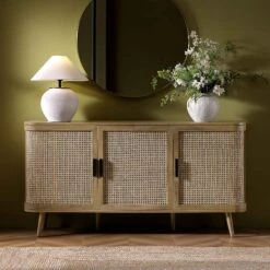 Izzy Curved Rattan Large 3-Door Sideboard, Natural 17 Izzy Curved Rattan Large 3-Door Sideboard, Natural -Daals Store FT SB 03 NAT scene1