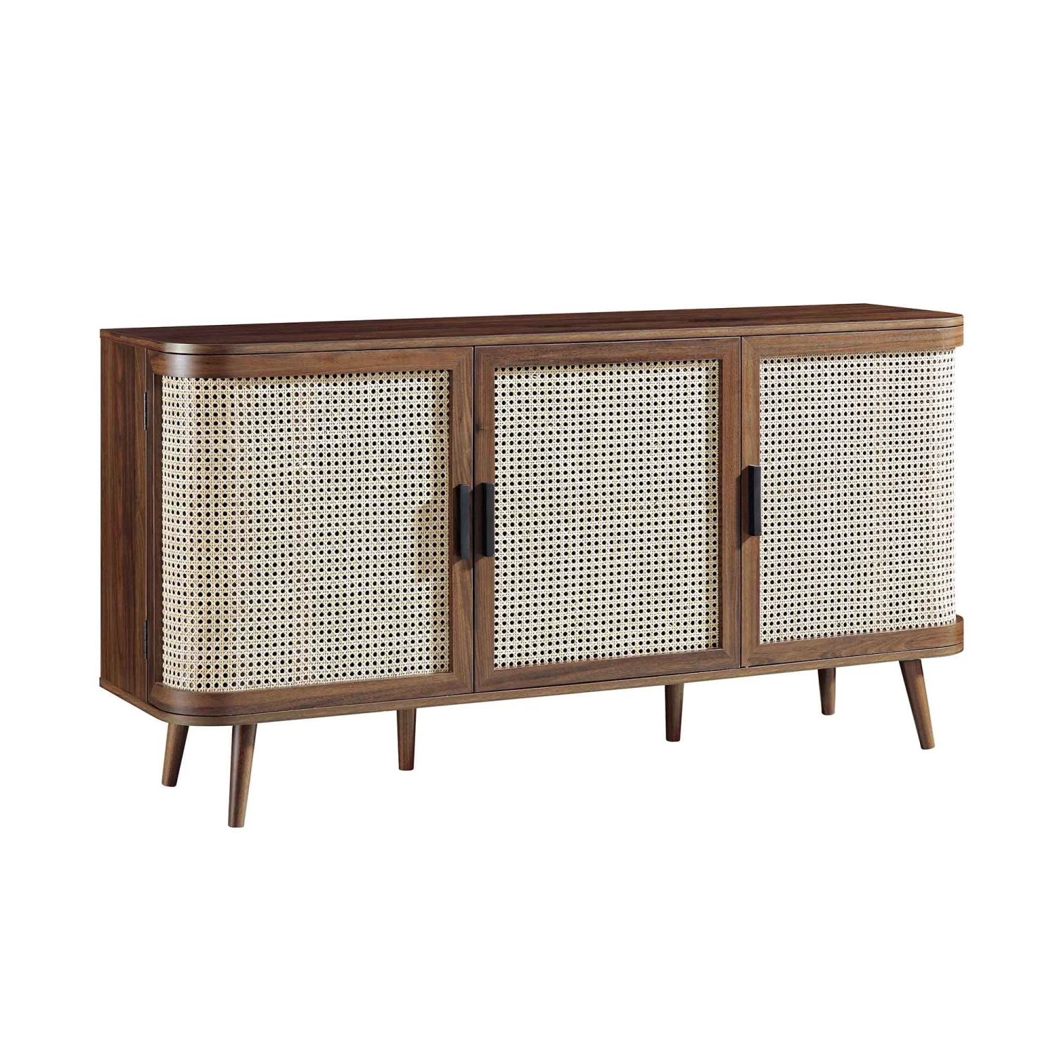 Izzy Curved Rattan Large 3-Door Sideboard, Walnut 5 Izzy Curved Rattan Large 3-Door Sideboard, Walnut - Image 5