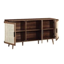 Izzy Curved Rattan Large 3-Door Sideboard, Walnut 19 Izzy Curved Rattan Large 3-Door Sideboard, Walnut -Daals Store FT SB 03 WALN WB3