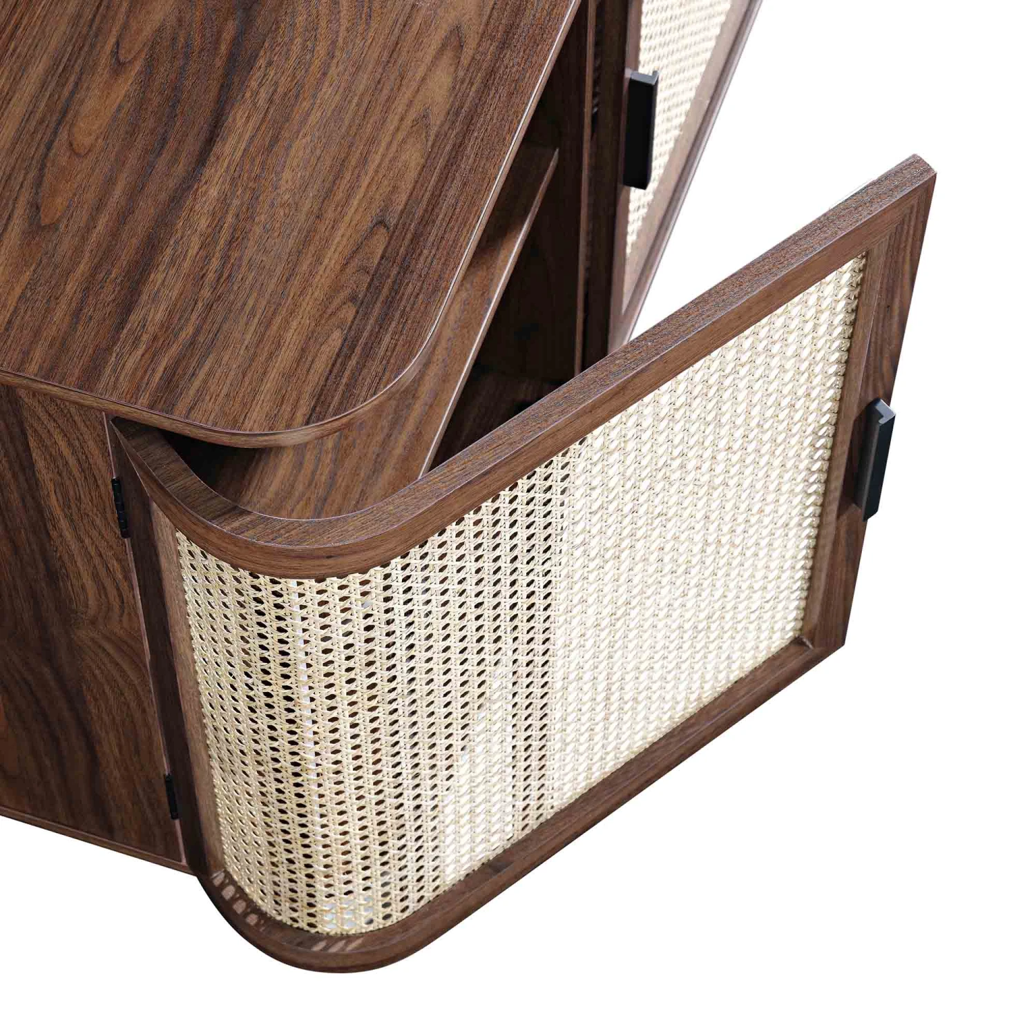 Izzy Curved Rattan Large 3-Door Sideboard, Walnut 10 Izzy Curved Rattan Large 3-Door Sideboard, Walnut - Image 10