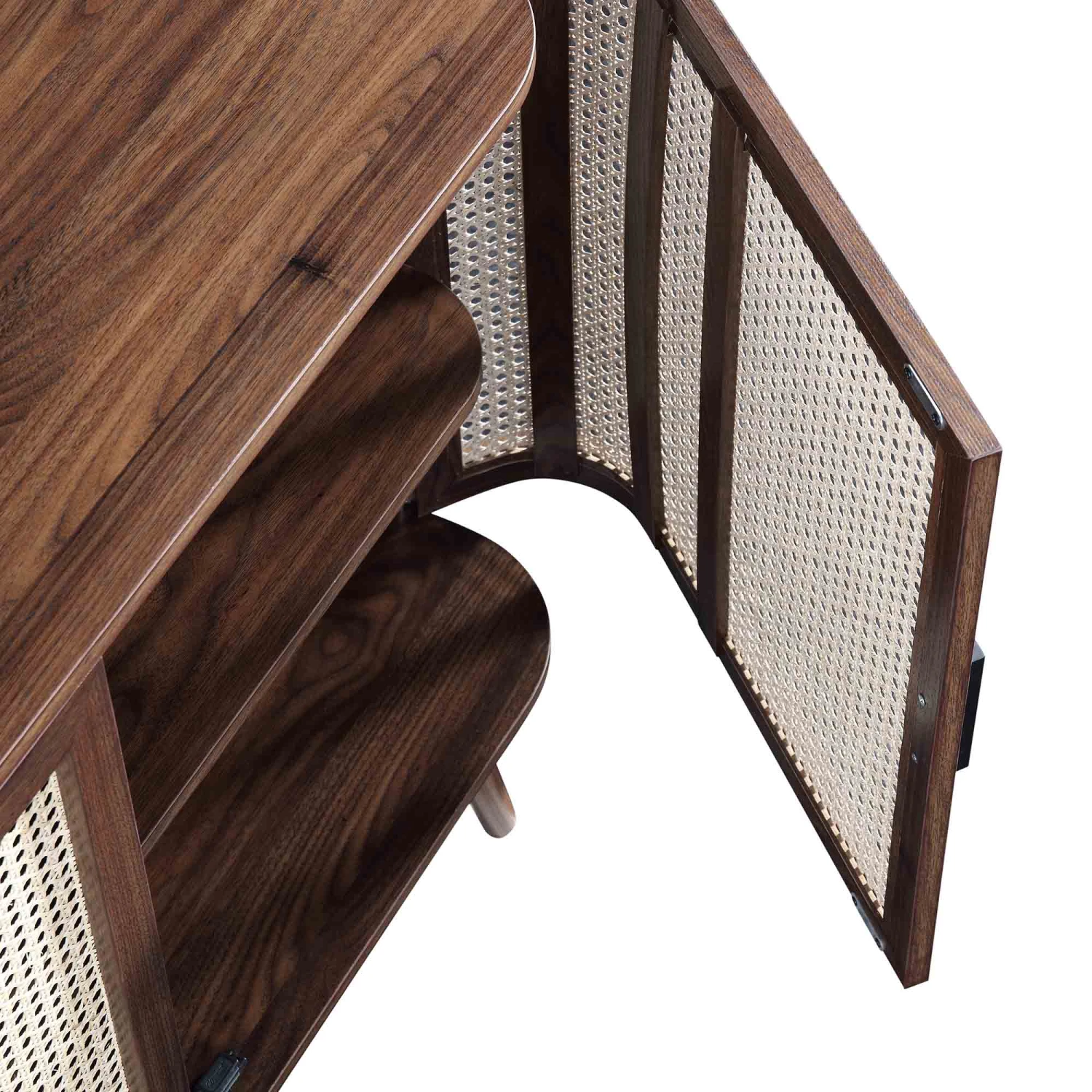 Izzy Curved Rattan Large 3-Door Sideboard, Walnut 11 Izzy Curved Rattan Large 3-Door Sideboard, Walnut - Image 11