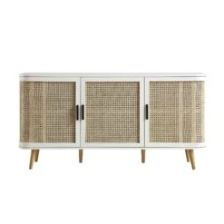 Izzy Curved Rattan Large 3-Door Sideboard, White 19 Izzy Curved Rattan Large 3-Door Sideboard, White -Daals Store FT SB 03 WHITE WB1